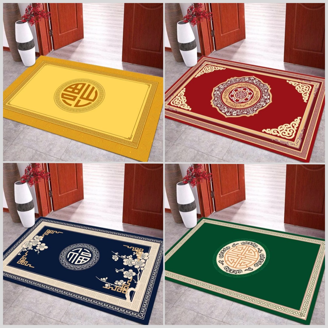 硅藻泥中式金色地垫防滑入户门垫黄色蓝色棕色绿色门口地垫脚垫子