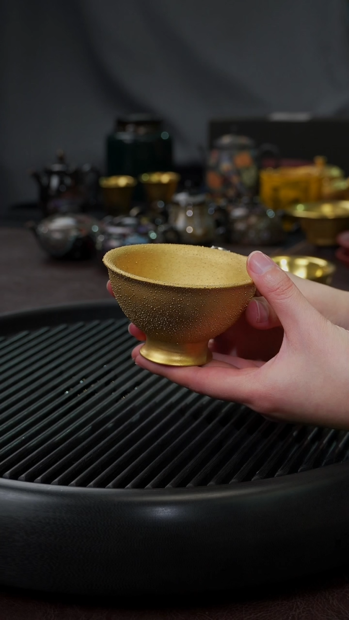 【闪购商品】杯【宜景窑鎏金】雨露星城压手盏