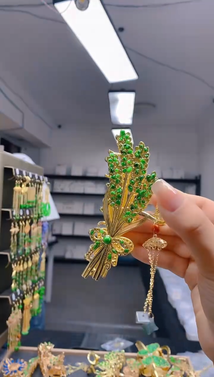 【闪购商品】翡翠耳饰合金124翡翠发簪