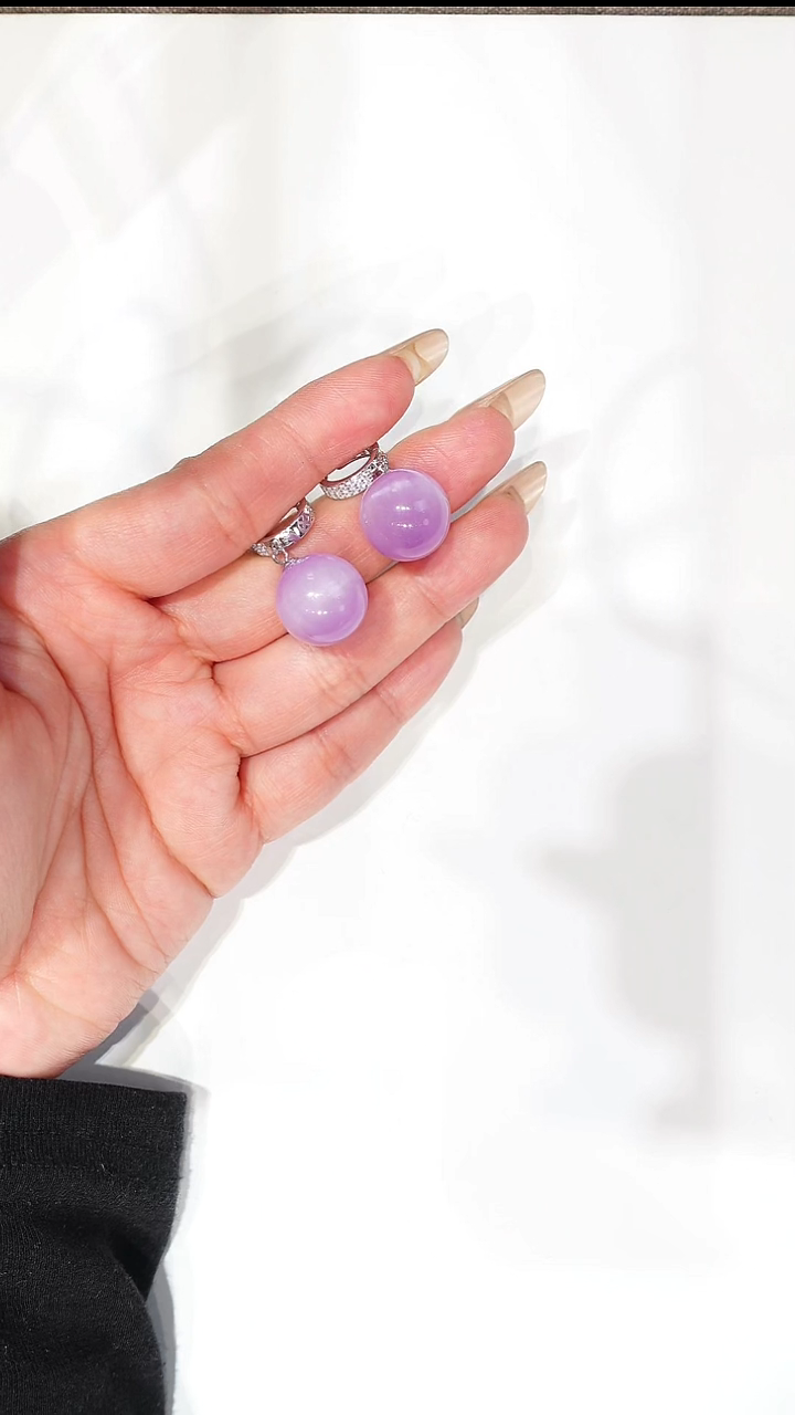 银S925镶嵌耳饰紫晶紫锂灰耳饰