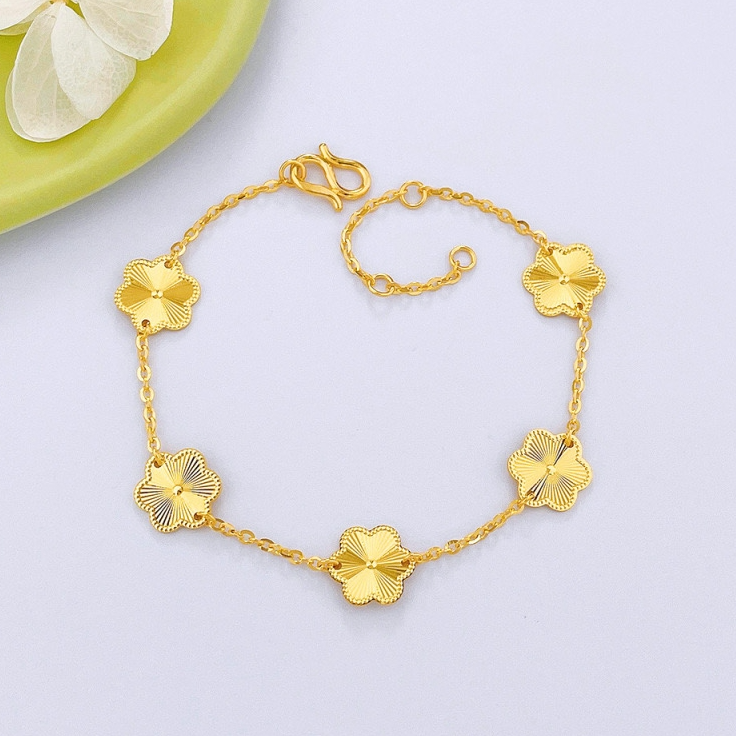 SL-317 孟加拉赤金高级感镭射四叶草手链