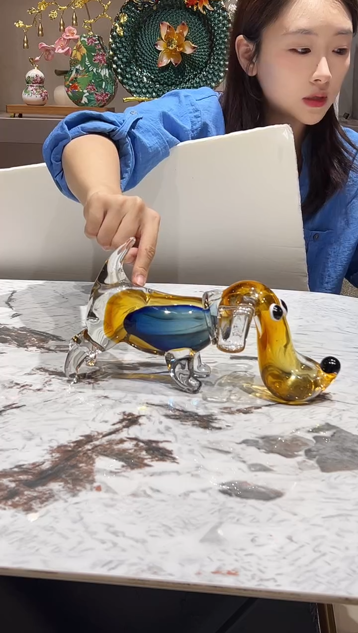 新款琉璃小狗摆件
