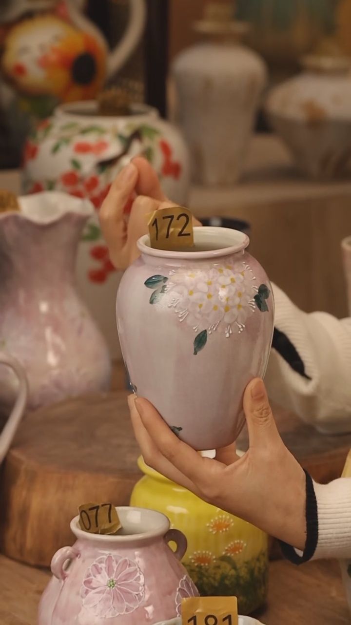 陶瓷景德镇设计师手作花器摆件侘寂风@M172@
