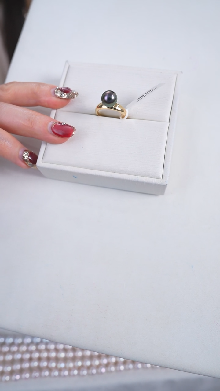 【闪购商品】海水珍珠戒圈银S925镶嵌9-10mm大溪地戒指