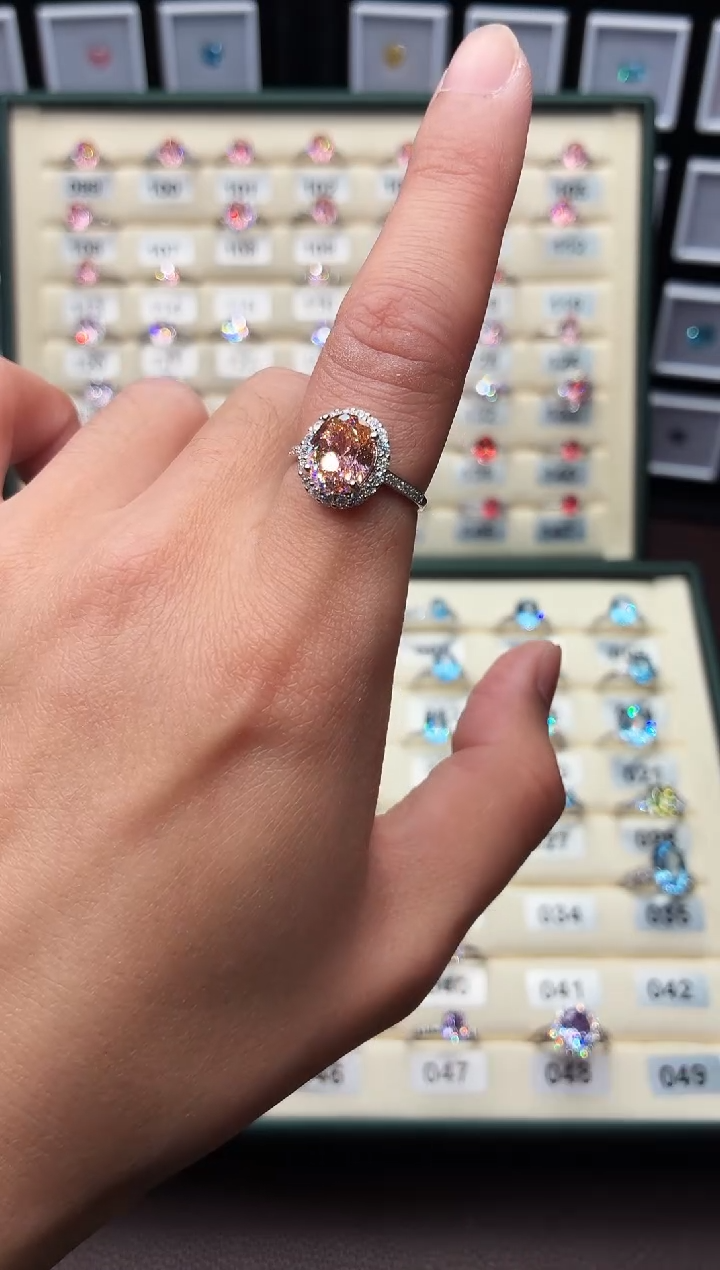 戒指彩色蓝宝石银S925镶嵌111