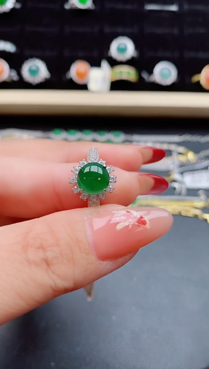 【闪购商品】翡翠戒指银S925镶嵌321312