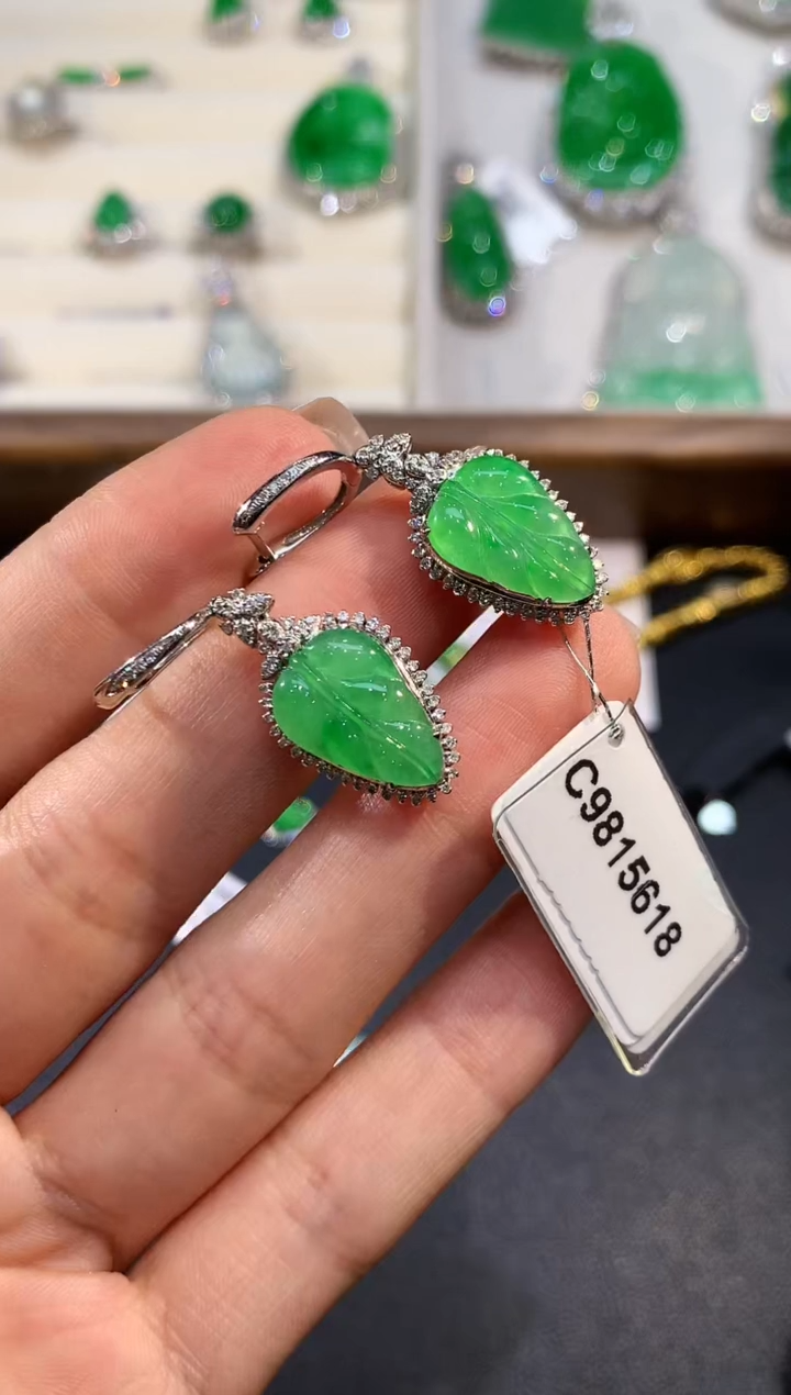 【闪购商品】翡翠耳饰18K金镶嵌CJ5618