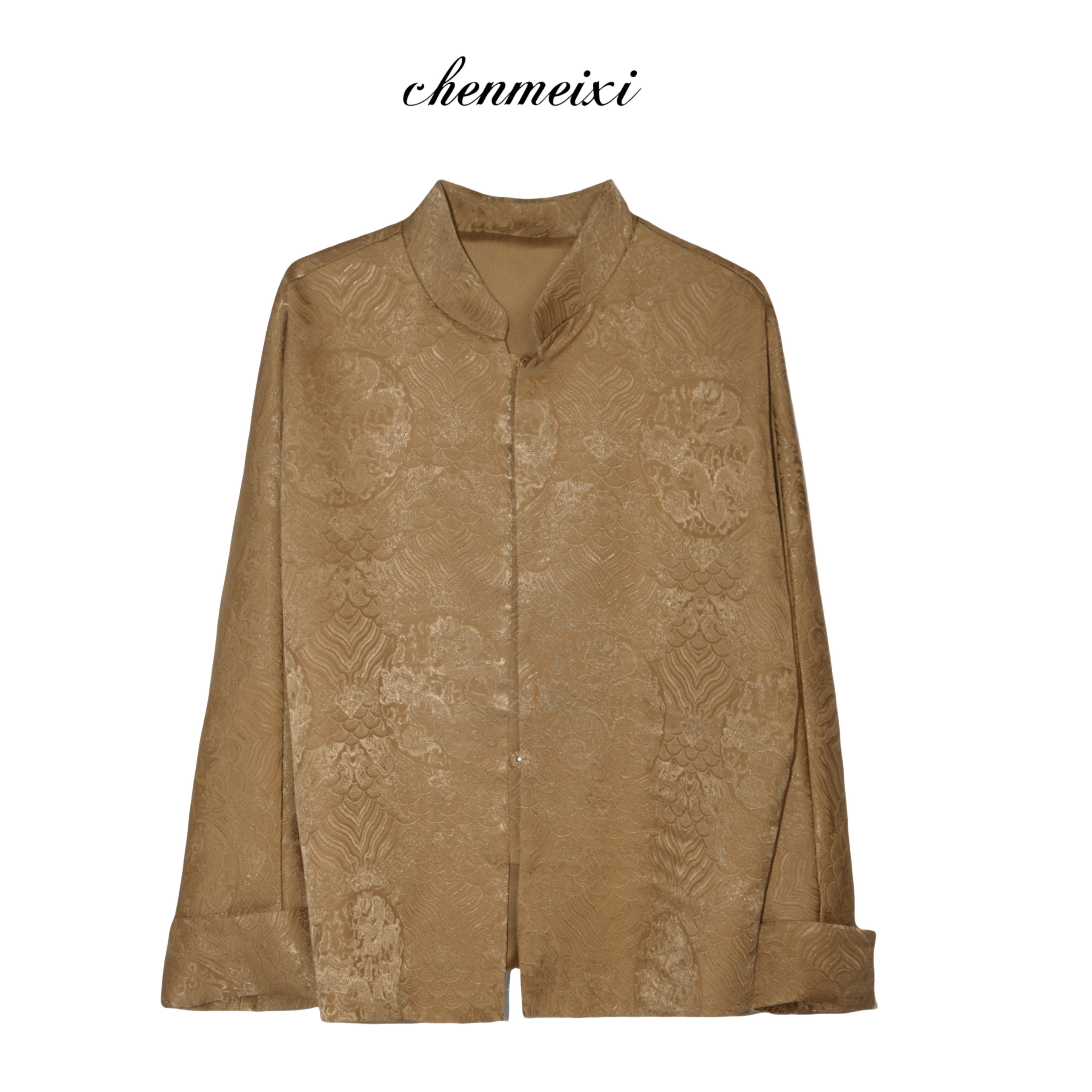 华裔陈总【朝朝暮暮】气质立领上衣女真丝提花外套YLS-WT-0131