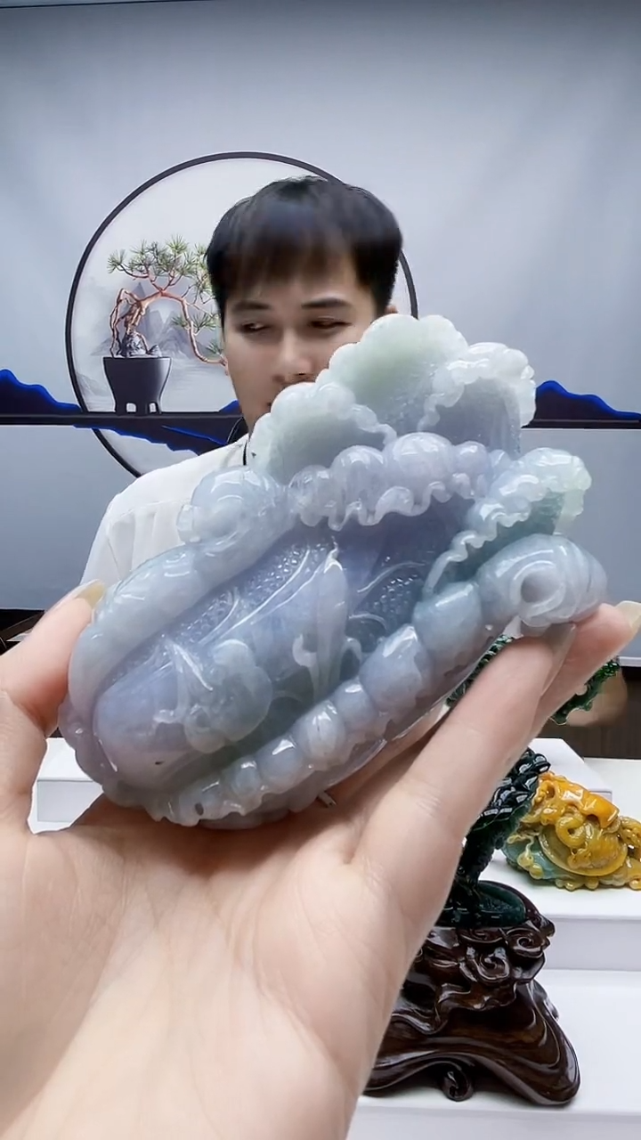 未镶嵌定制翡翠岭**具毛货-摆件72赠底座