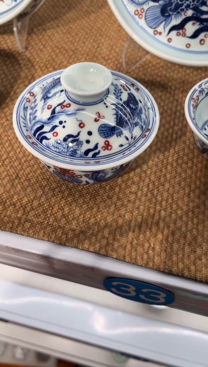 _**假手工手绘盖碗