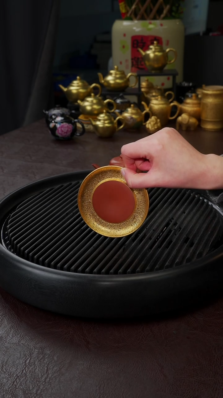 【闪购商品】杯【宜景窑紫砂鎏金】朱泥杯碟