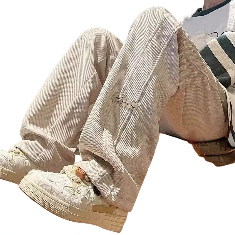 聚酯纤维百搭直筒裤男生韩版阔腿裤纯色裤子男款宽松百搭运动裤休