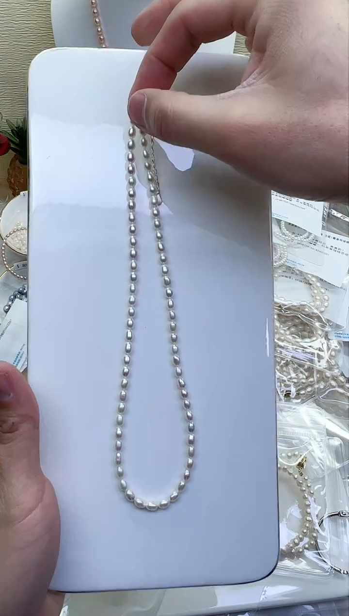 【闪购商品】淡水珍珠项链未镶嵌极光白色4-5mm