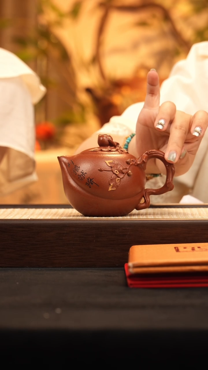 茶壶紫砂YF寿桃 降坡-壶承