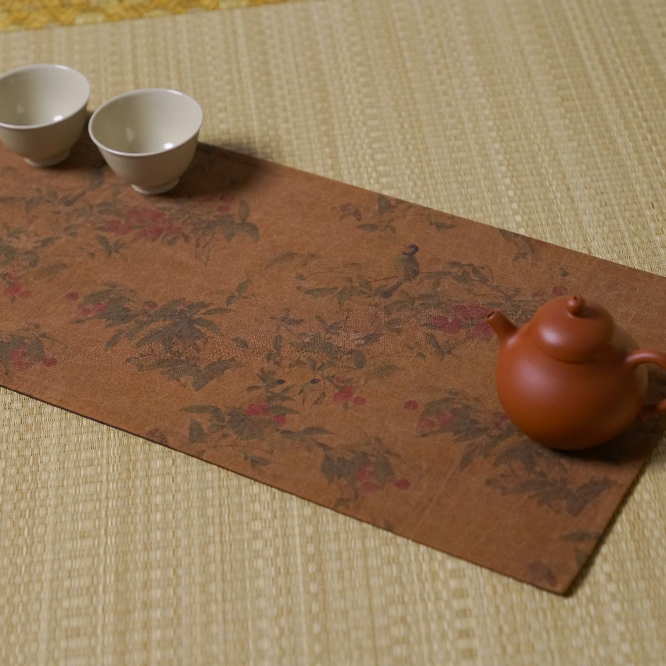 双面真丝香云纱茶席【荔枝上林】