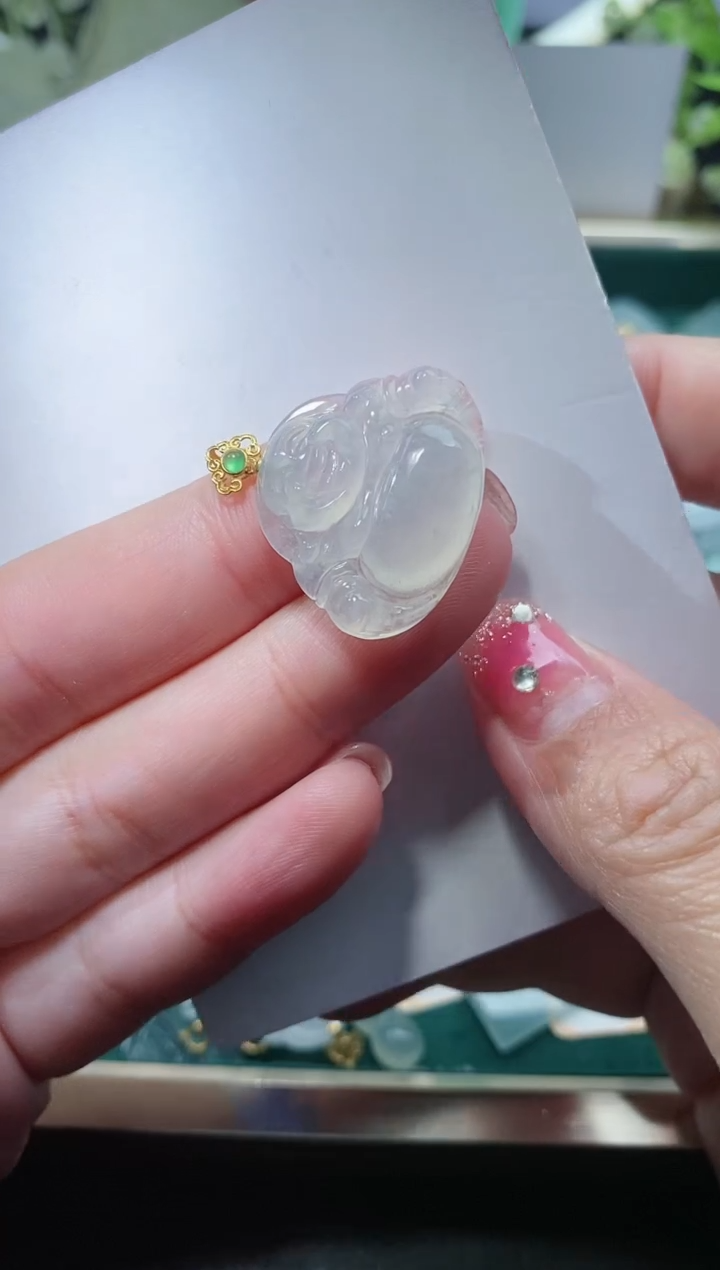 【闪购商品】翡翠颈饰18K金镶嵌天然A货翡翠一件