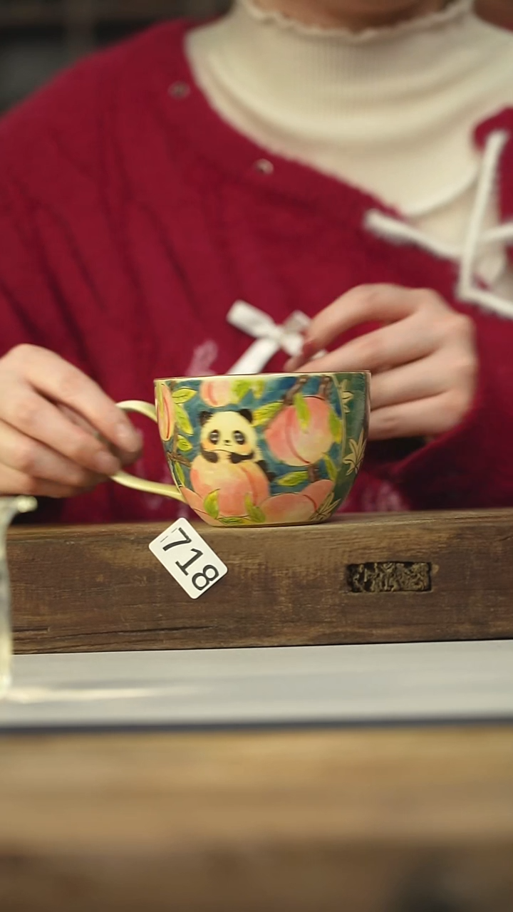 设计师手作款迷糊手绘咖啡杯