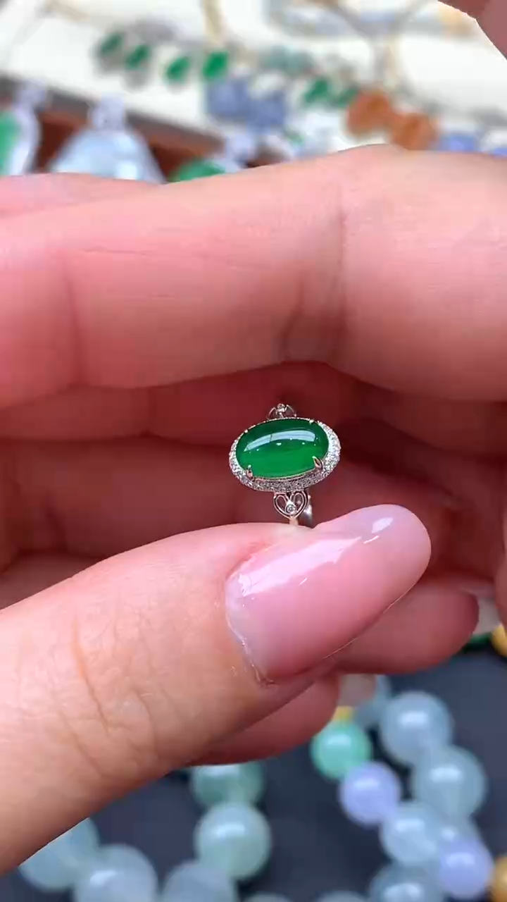 【闪购商品】翡翠戒指18K金镶嵌16-天然翡翠