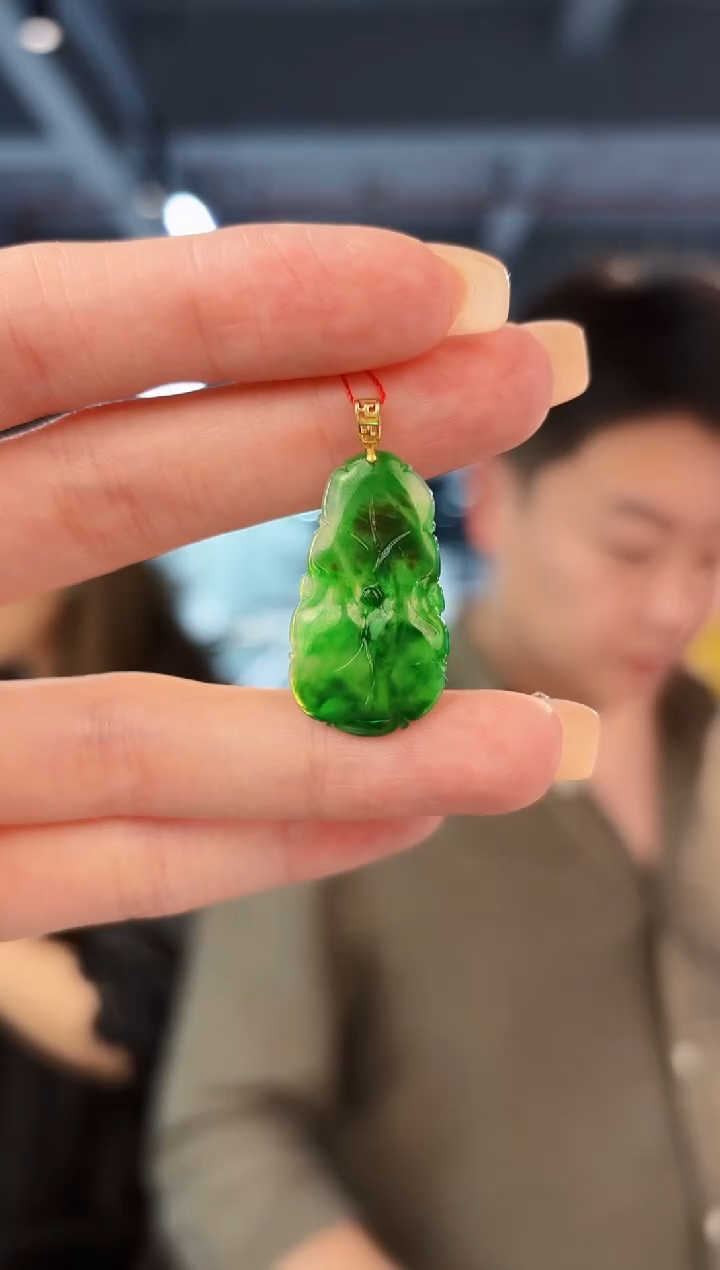 翡翠18K金镶嵌颈饰 缅料A货/支持复检/一件