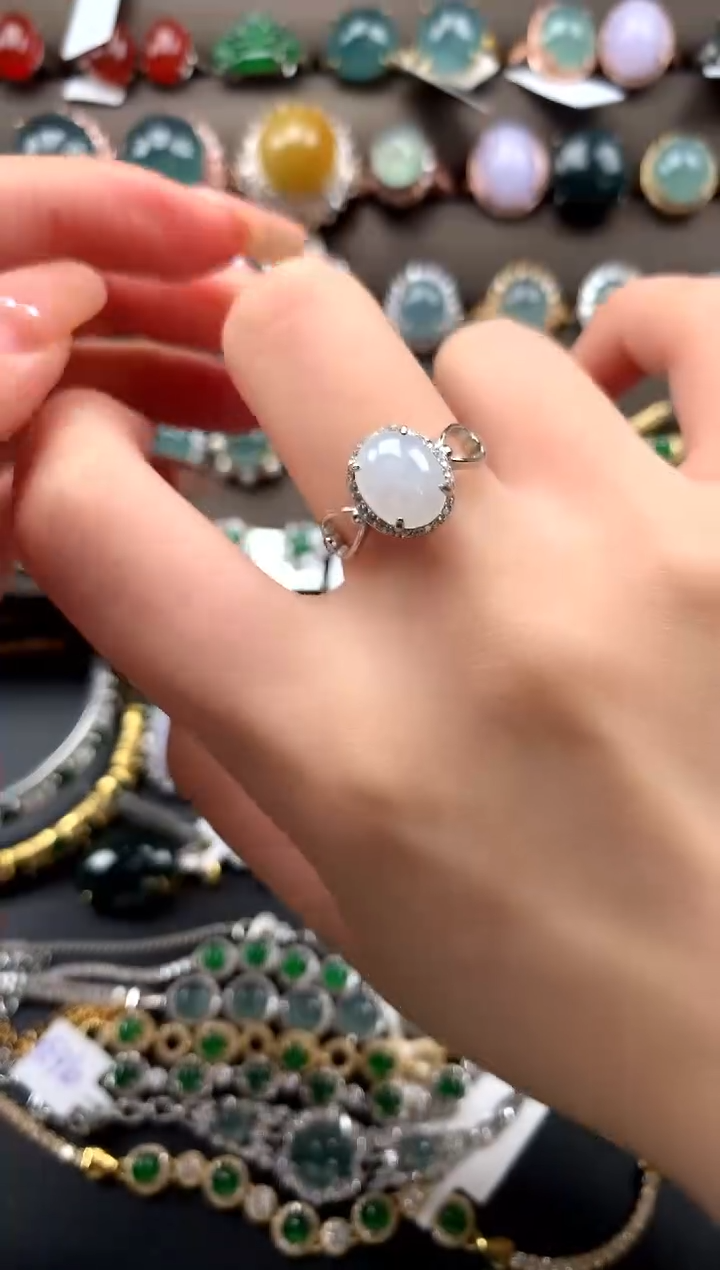 【闪购商品】翡翠戒指银S925镶嵌52142141