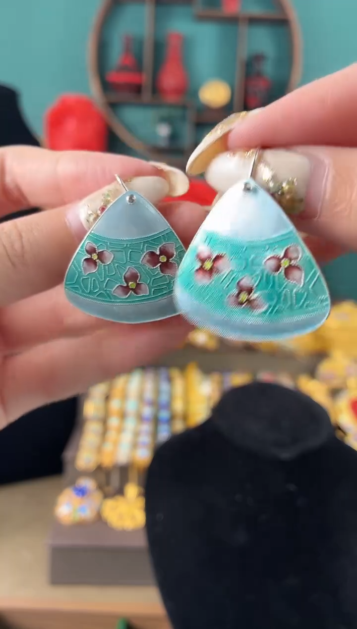 非遗手工烧蓝精品耳环