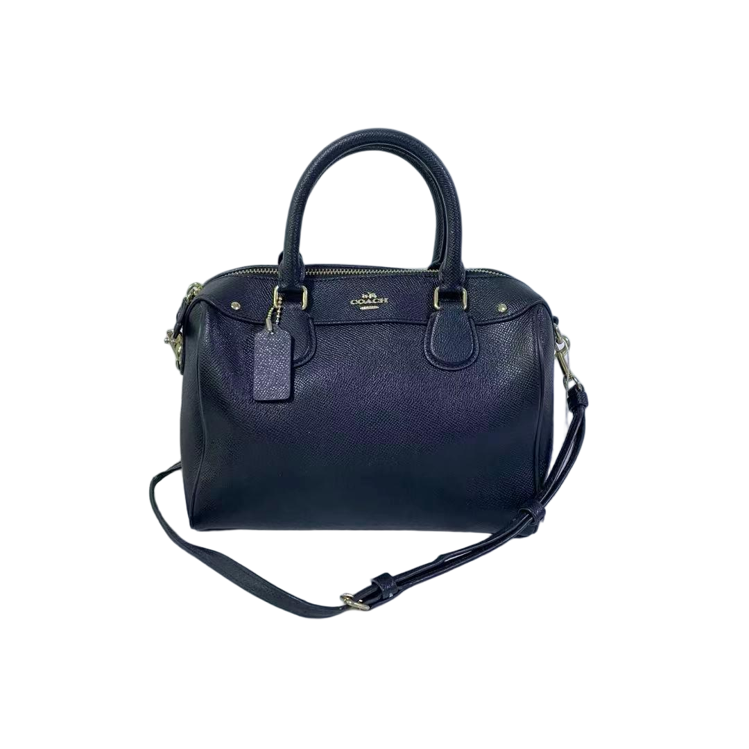 95新 COACH/蔻驰 黑色全皮单肩手提斜挎波士顿包 SH-30706-A