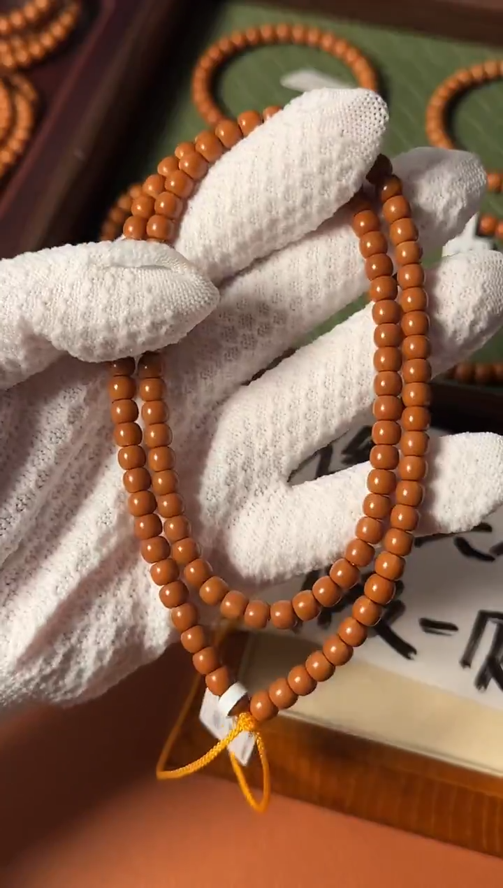 手串橄榄核【168核尖】6.1mm老挝核尖老型108三花面无白 树王老料