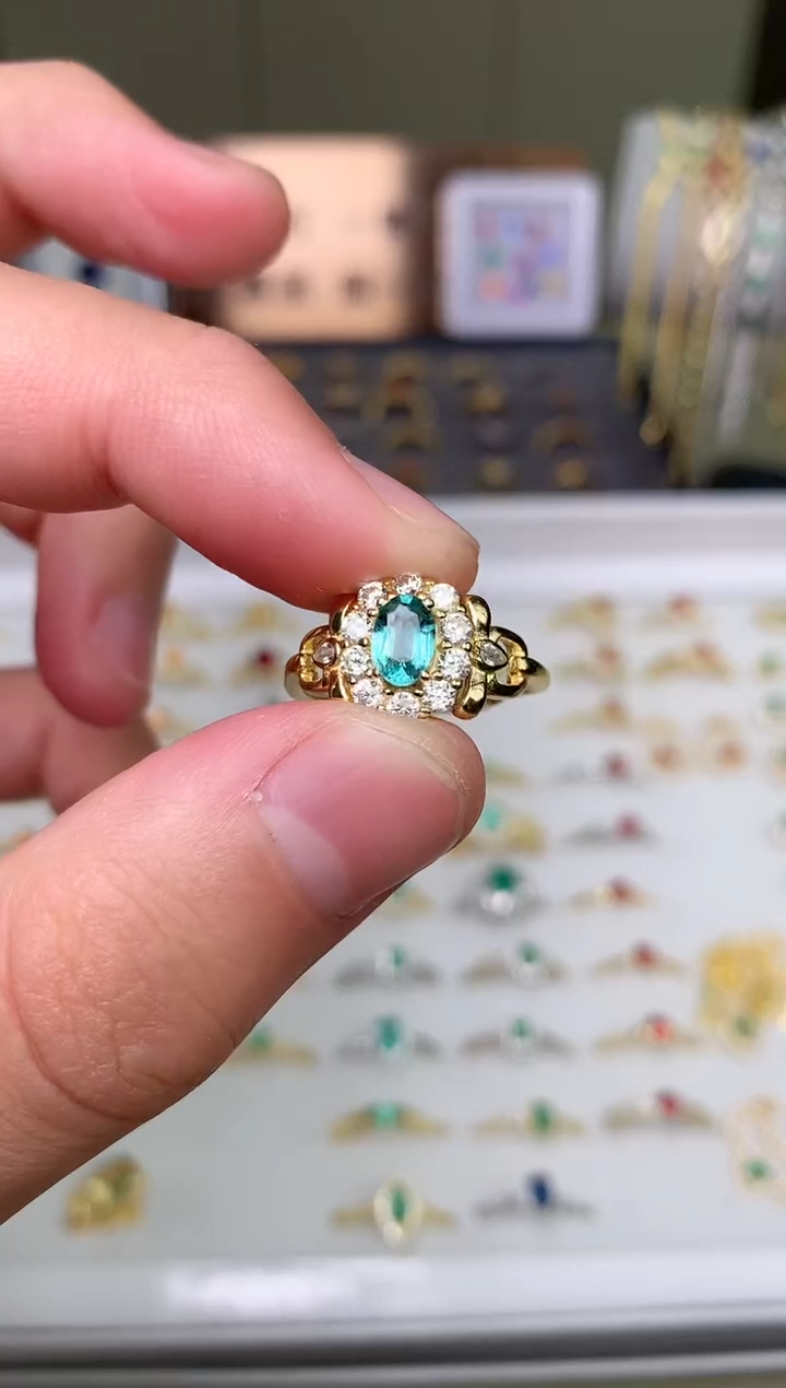 【闪购商品】祖母绿戒指银S925镶嵌戒指