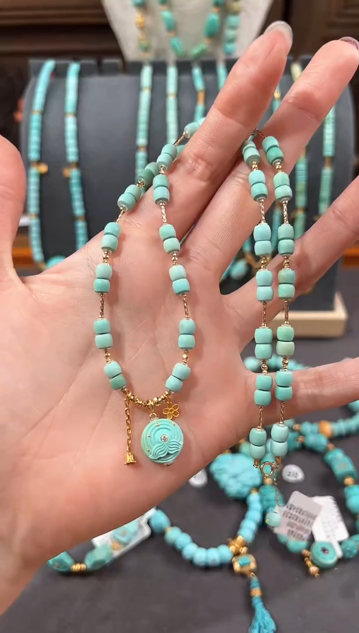 【闪购商品】绿松石颈饰18K金镶嵌绿松石项链