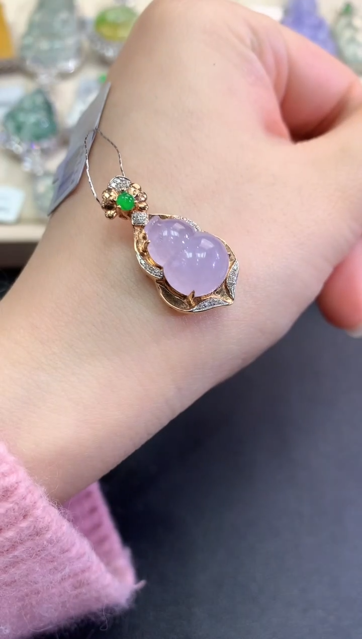 【闪购商品】翡翠颈饰18K金镶嵌D6  多样性一件发货紫货有色差