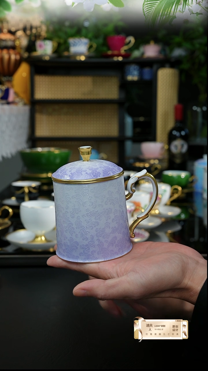 手工扒花紫色盖杯，，，，，