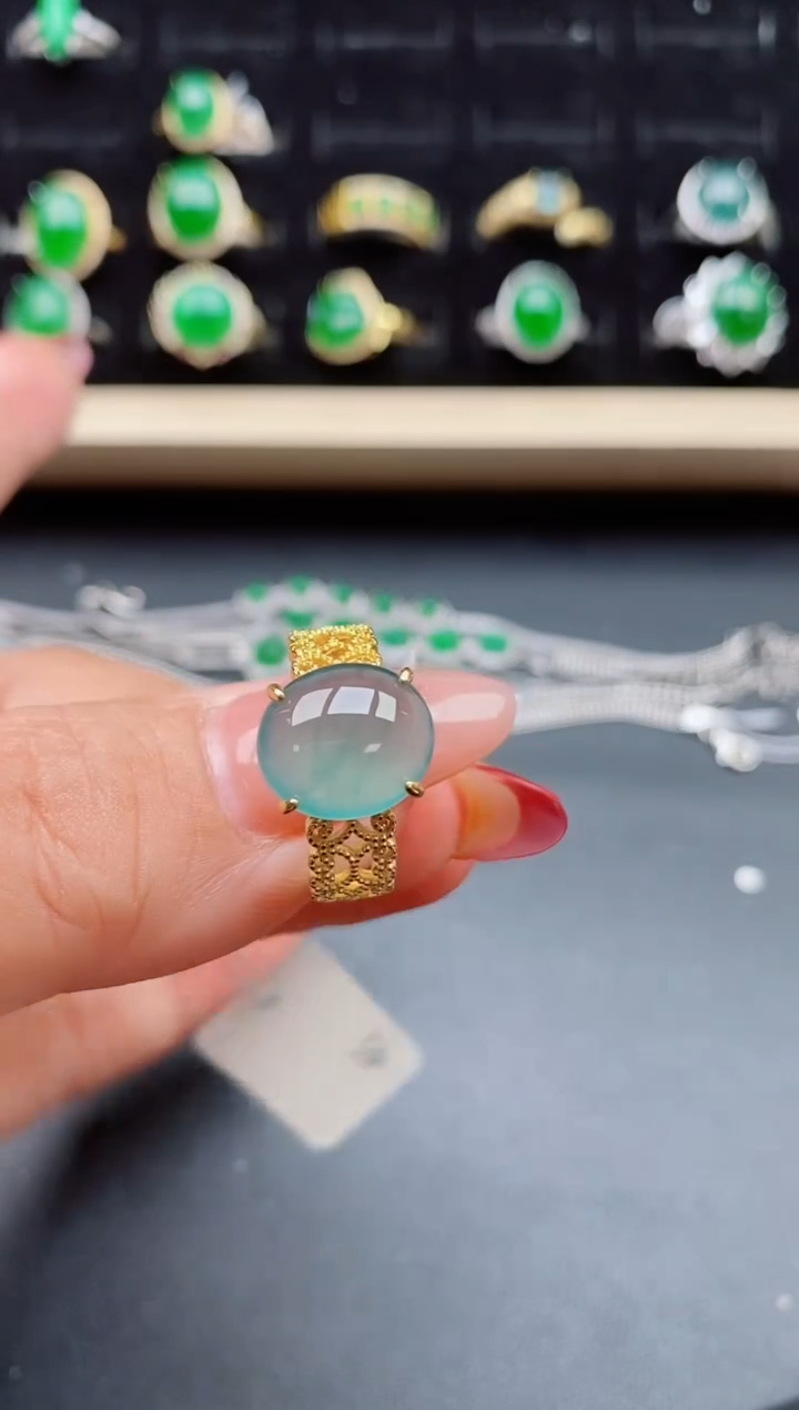 【闪购商品】翡翠戒指银S925镶嵌080550