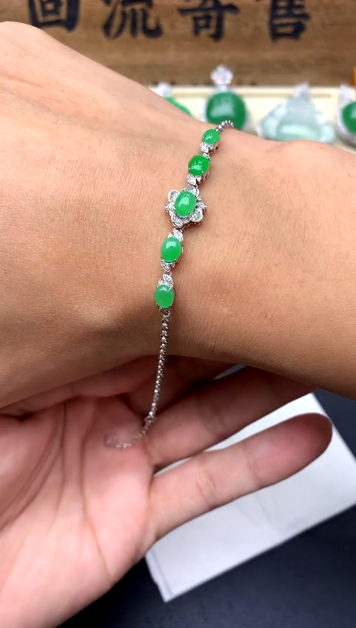 【闪购商品】翡翠手链18K金镶嵌165-中国好珍宝