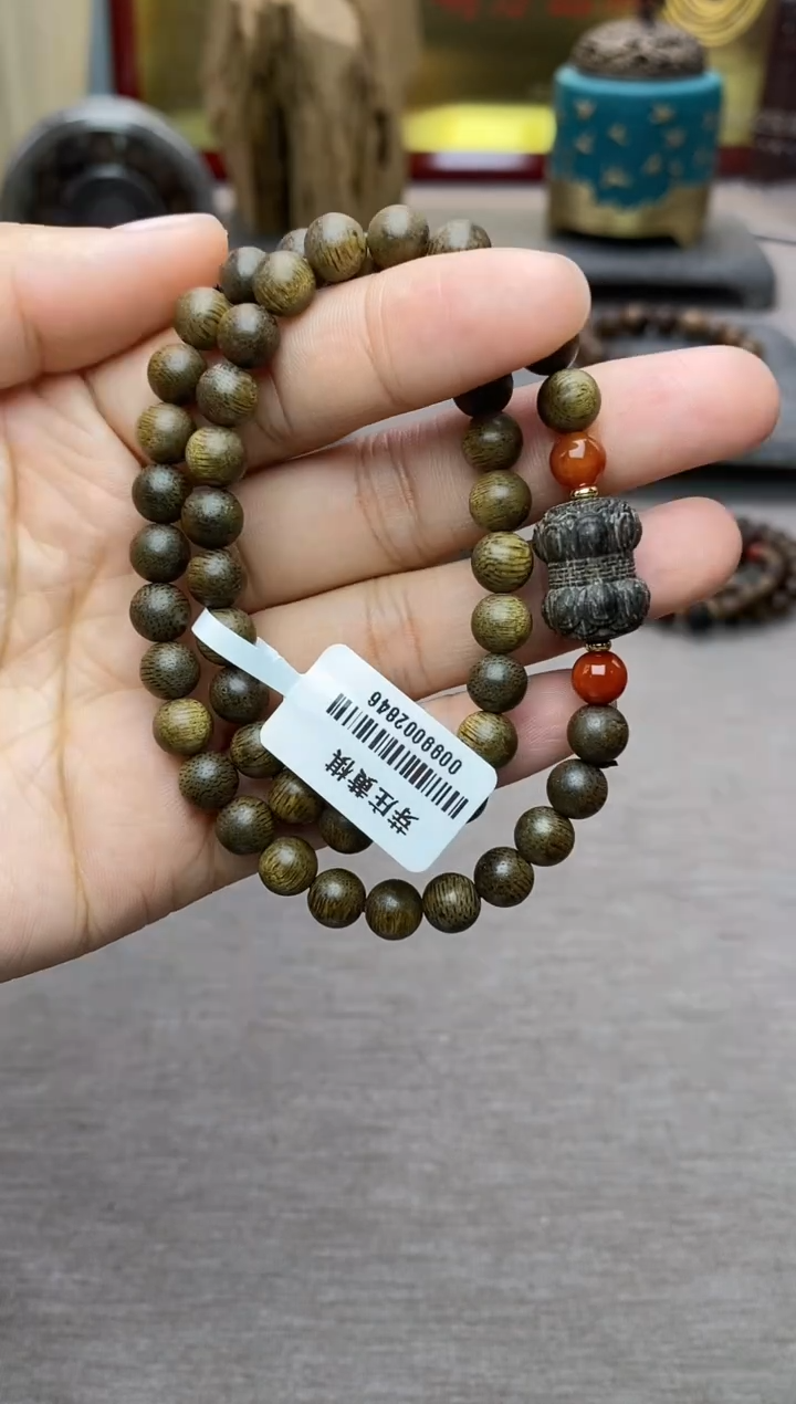 【闪购商品】沉香手串芽庄黄棋沉水老料0.6＋莲花单珠双圈设计