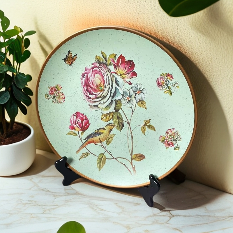 欧式珐琅彩创意摆件客厅装饰品公司开业乔迁礼物摆盘中式玄关书房