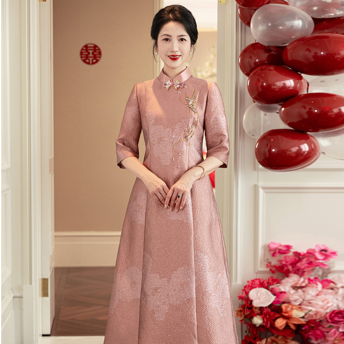 【晚风吟】新中式结婚妈妈礼服年轻新款喜婆婆气质婚宴旗袍改良版