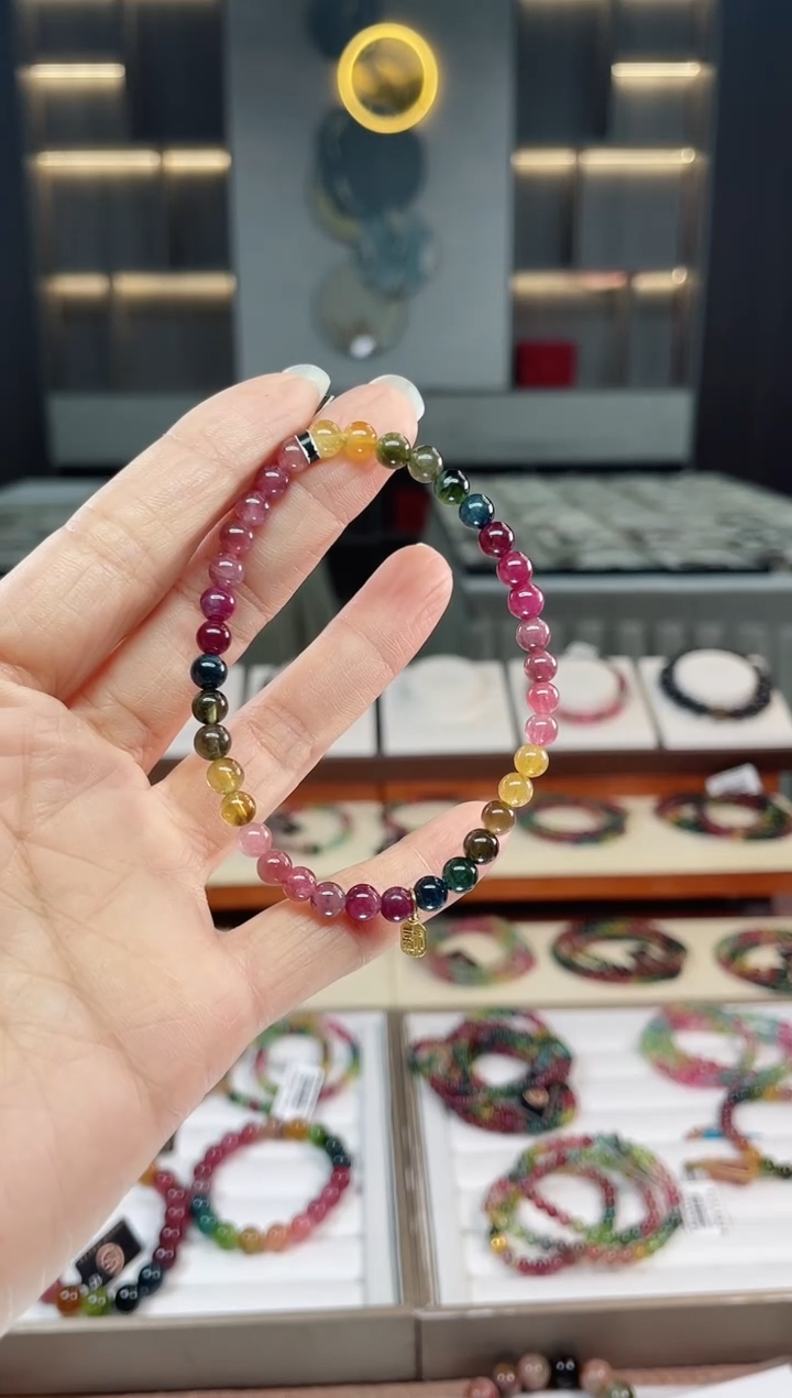 未镶嵌老矿碧玺单圈手串5mm+碧玺（多样性发一条）Q