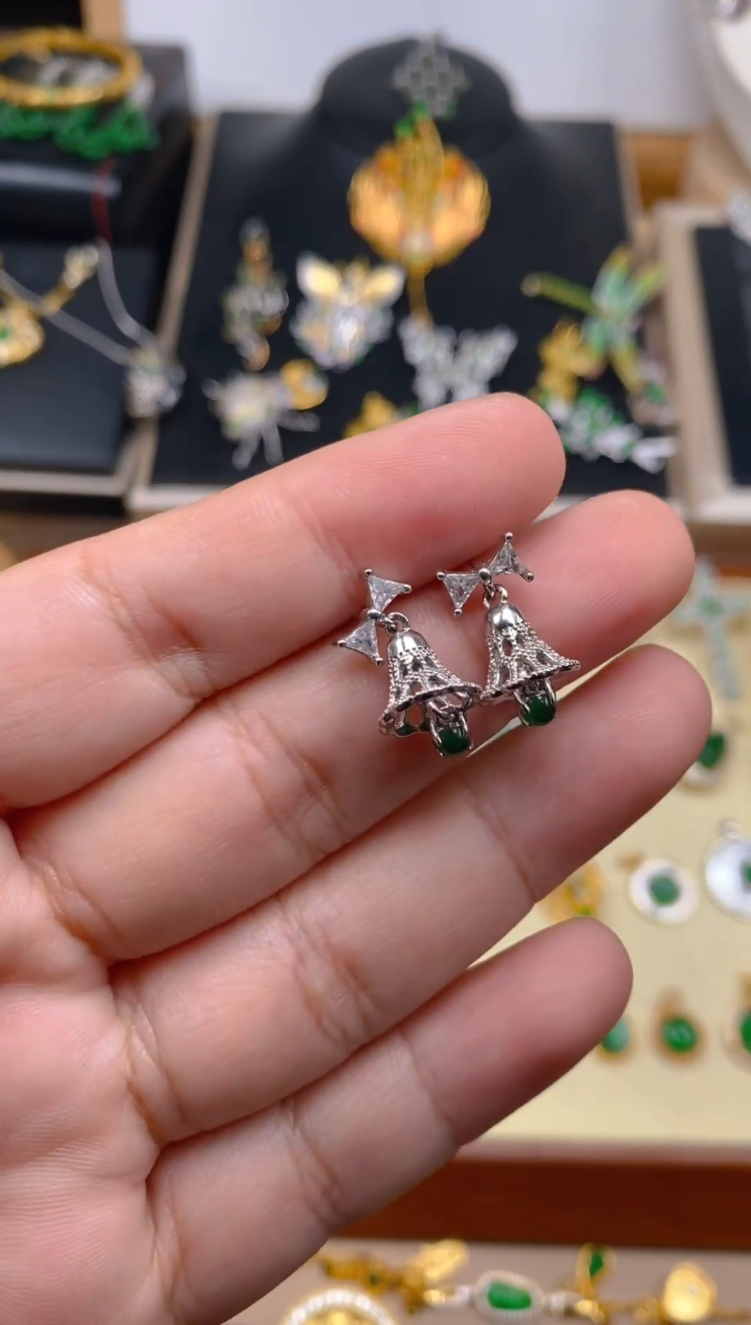 【闪购商品】翡翠耳饰银S925镶嵌耳饰