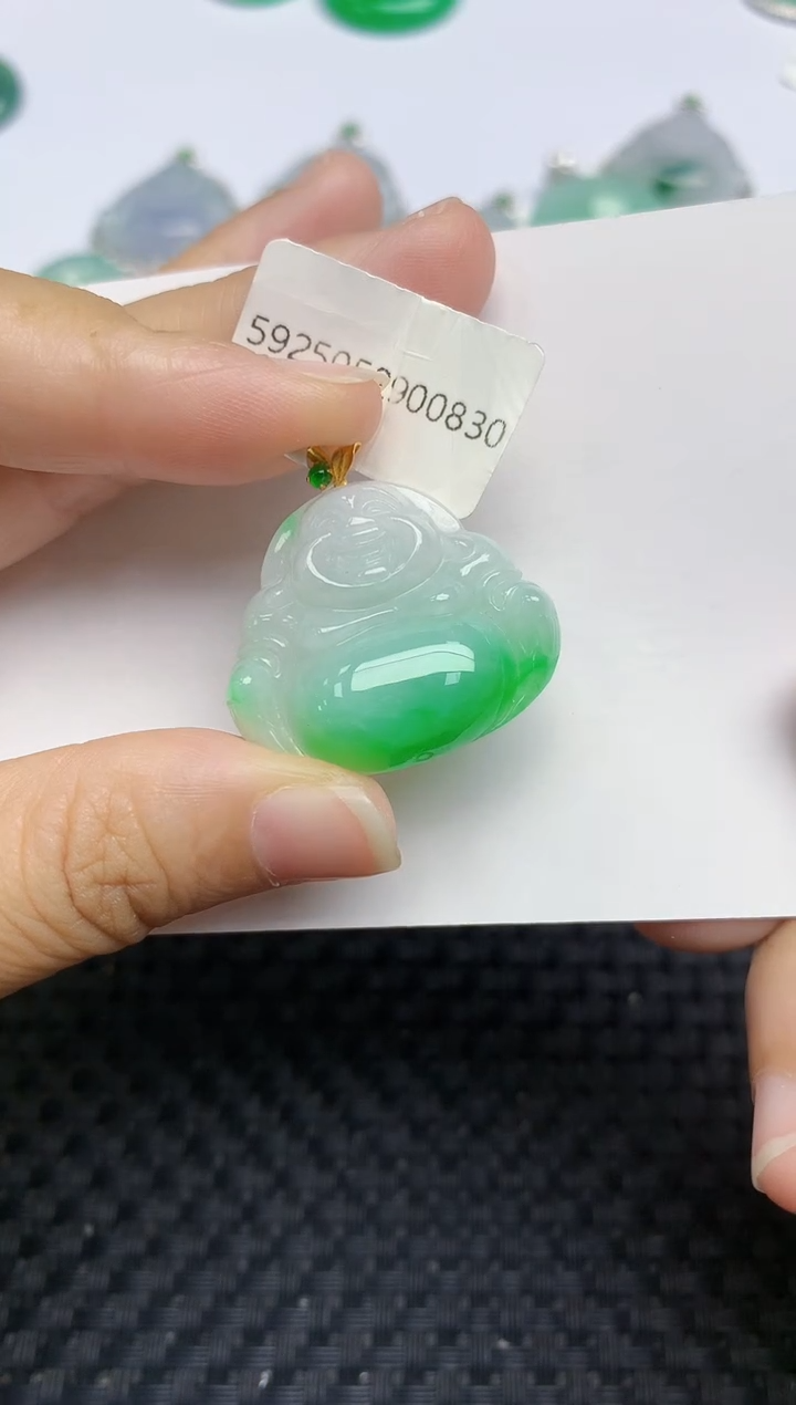 翡翠18K金镶嵌颈饰天然缅甸A货翡翠百元以上9元证书费自理