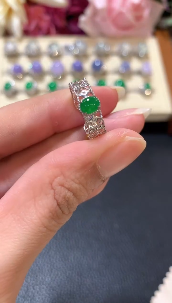 18K金镶嵌戒指翡翠z20  