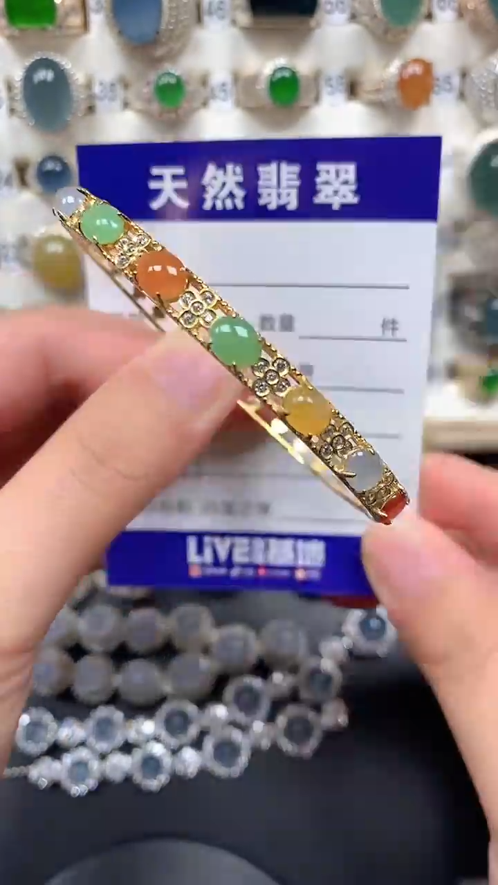 银S925镶嵌手镯翡翠171