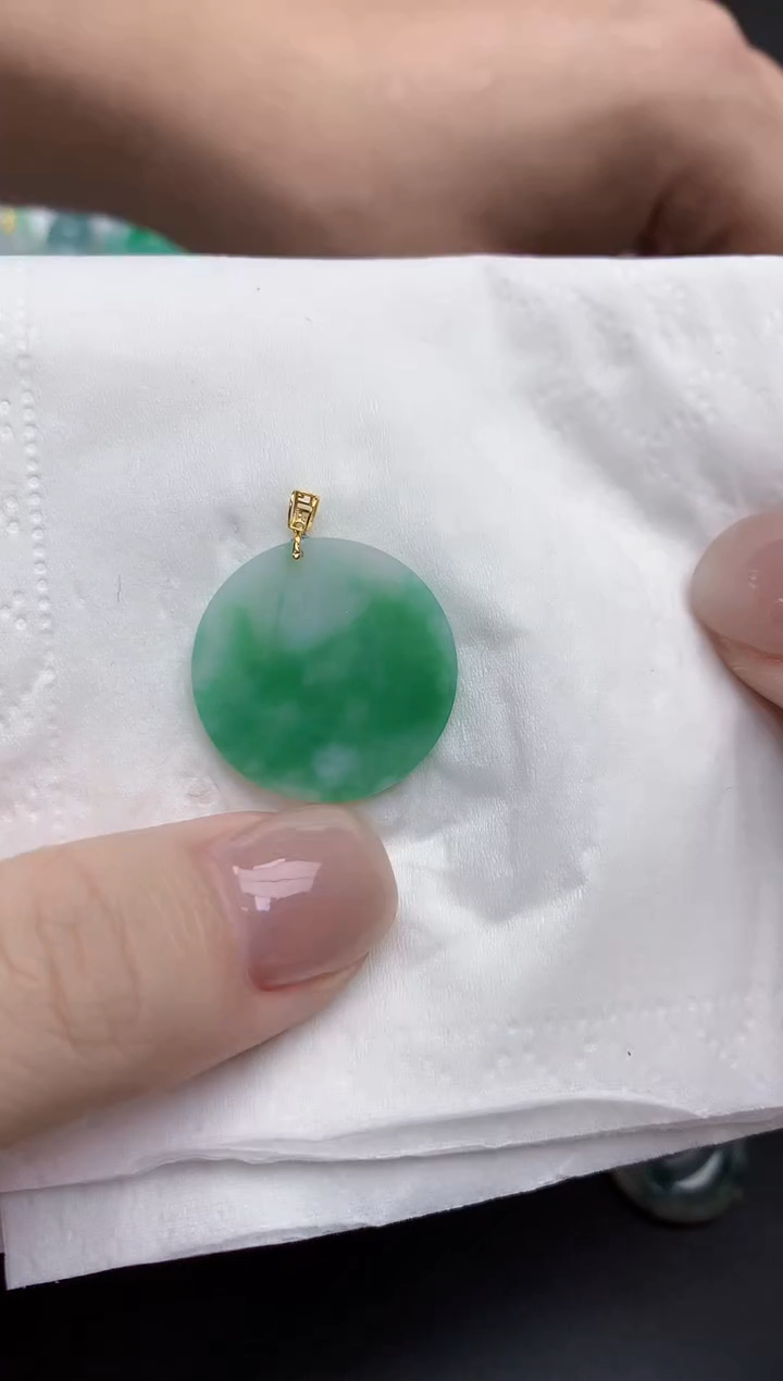 【闪购商品】翡翠颈饰18K金镶嵌天然缅甸翡翠A货