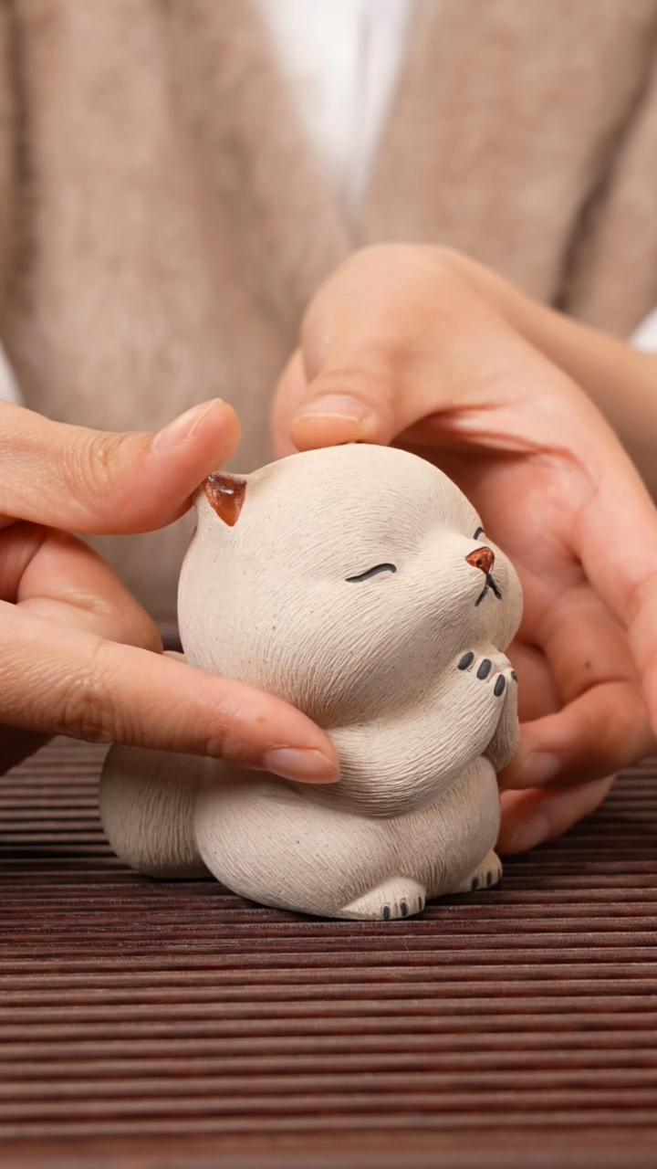 【闪购商品】紫砂茶宠祈祷小猫