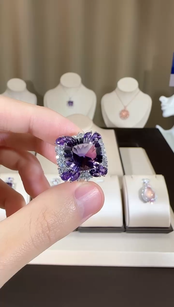 【闪购商品】紫晶戒指银S925镶嵌设计款