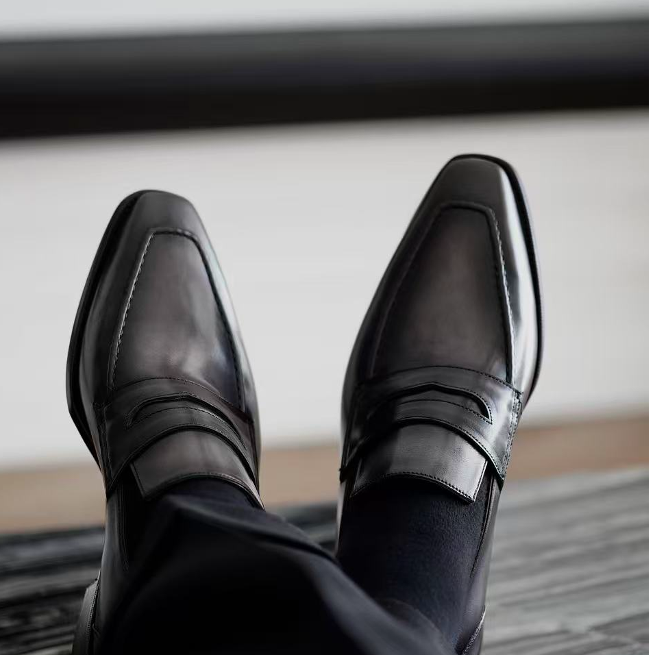 雅生AXEN手工固特异Bonaudo男士penny loafer擦色皮andy款