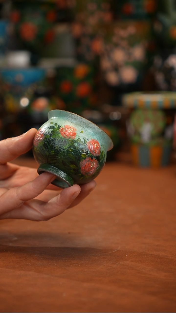 紫砂油画   釉下彩   杯子