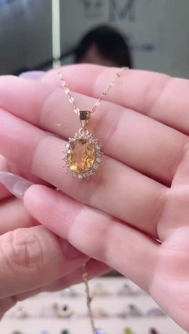 【闪购商品】黄晶颈饰银S925镶嵌............