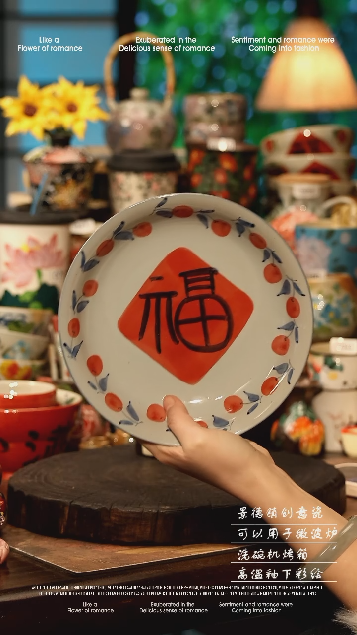 陶瓷景德镇高温釉下彩手工手绘款式
