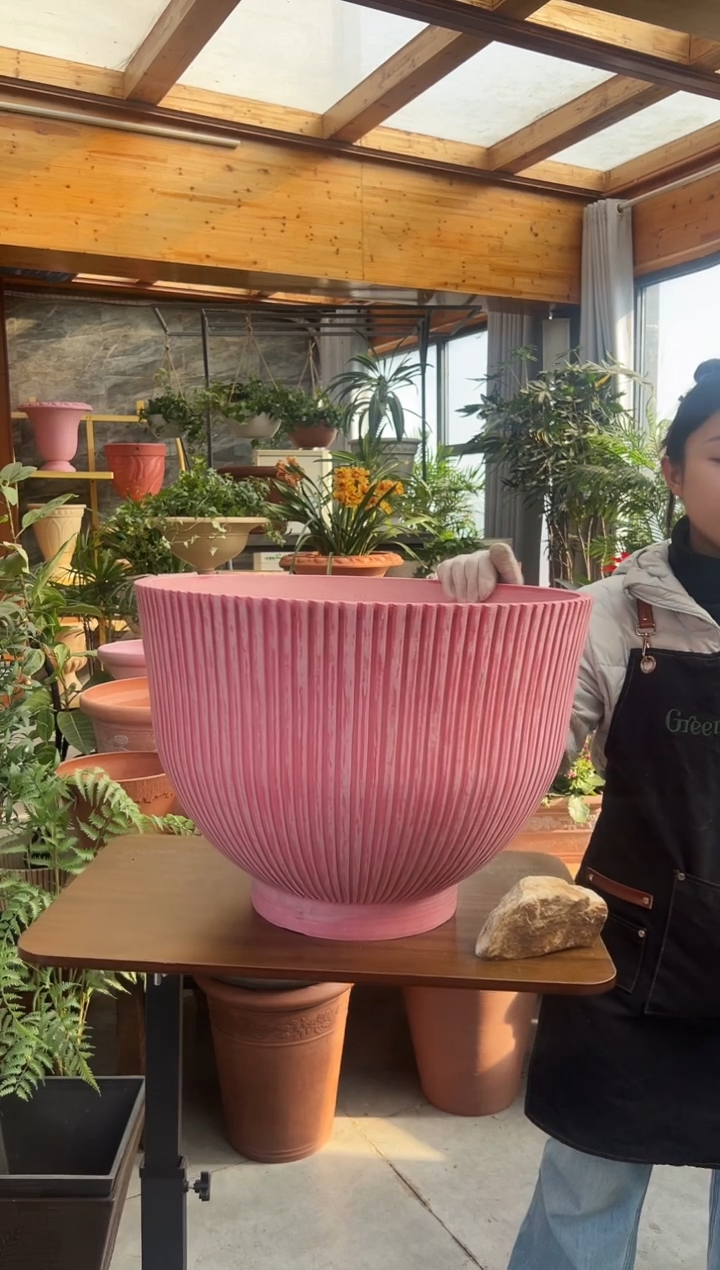 50*36/粉色竖纹强体花盆