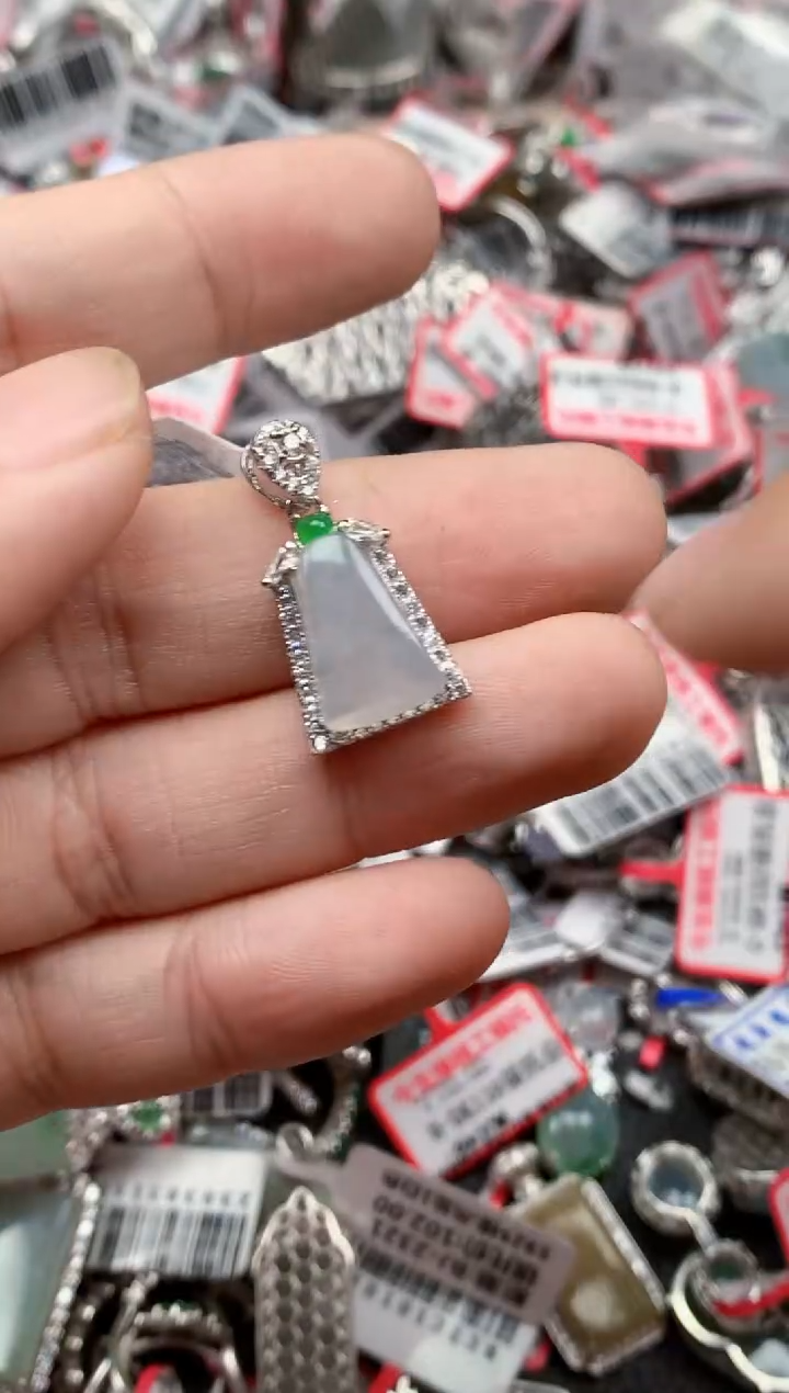 银S925镶嵌戒指翡翠天然A货缅甸翡翠